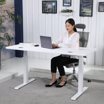 Elite K Series 60" X 27" Electric Height Adjustable Standing Desk with LED Memory Controller (60” X 27” Rectangular Top, White)